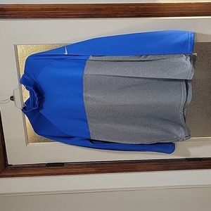 NIKE DRI-FIT XXL 1/4 zip pull-over. AESports logo on back. Royal blue and gray.